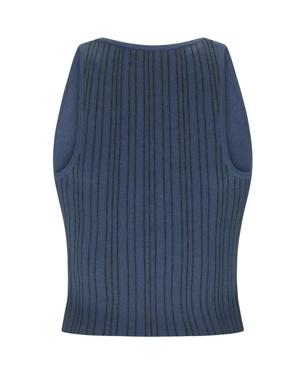 Nagnata PATTY PINSTRIPE WOOL TOP DENIM
