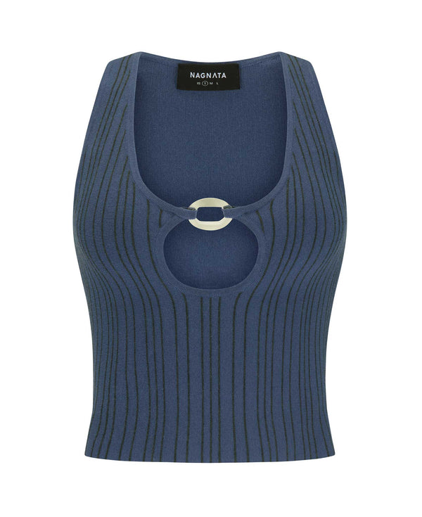 nagnata PATTY PINSTRIPE WOOL TOP DENIM