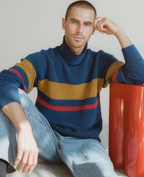 Nagnata RETRO RIB SWEATER BLUE | TURMERIC