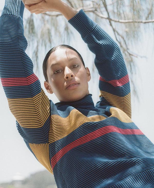 Nagnata RETRO RIB SWEATER BLUE | TURMERIC