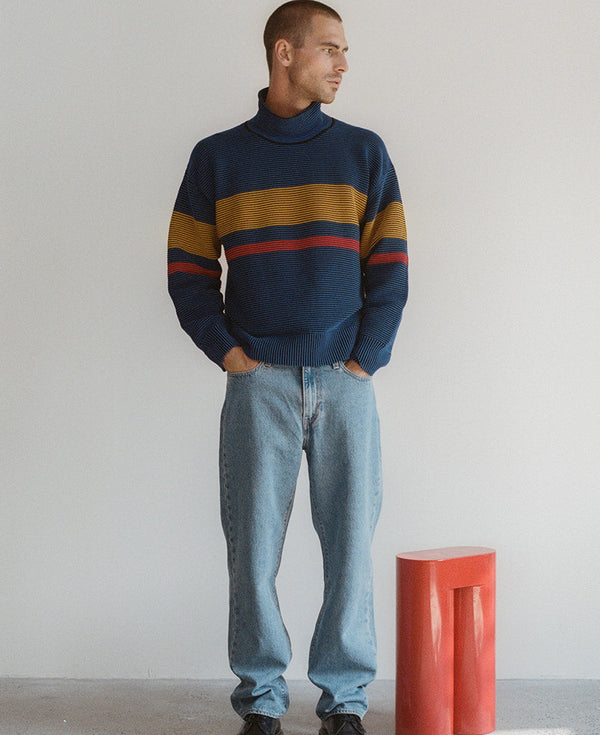 Nagnata RETRO RIB SWEATER BLUE | TURMERIC