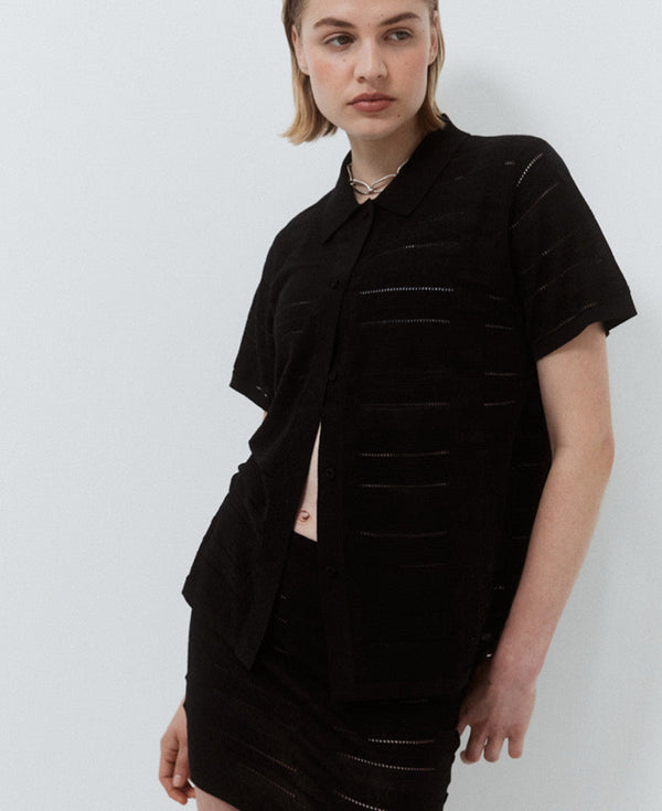 Nagnata SEDA SILK CHECK SHIRT BLACK