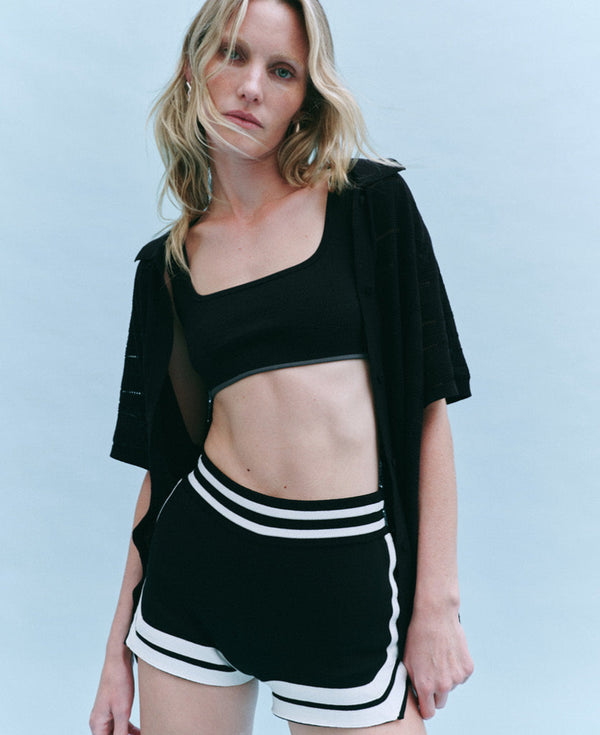 Nagnata SEDA SILK CHECK SHIRT BLACK