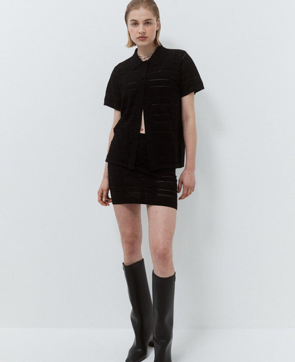 Nagnata SEDA SILK CHECK SKIRT BLACK