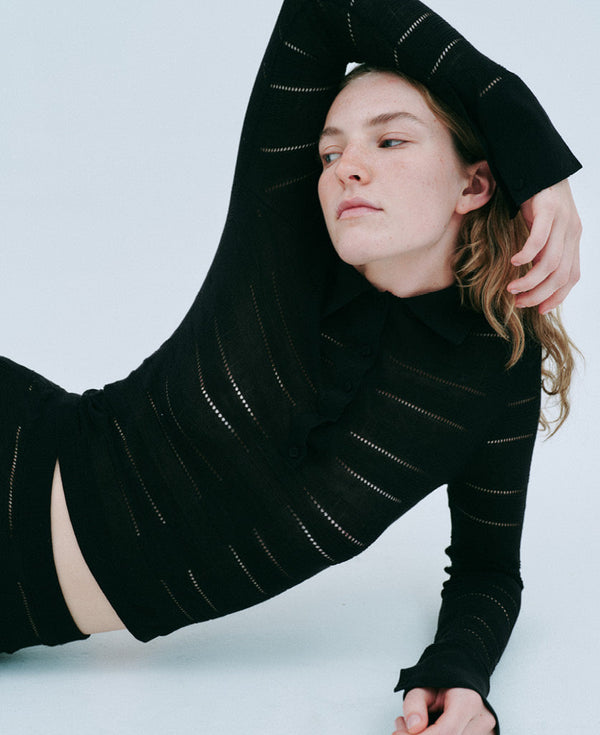 Nagnata SEDA SILK LONG SLEEVE TOP BLACK