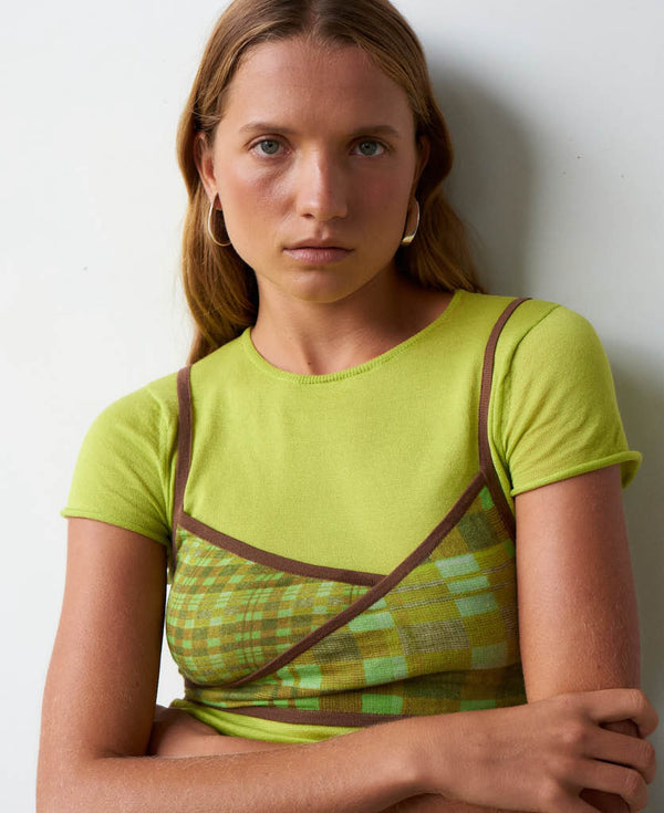 Nagnata SHEER ESSENTIALS BABY TEE LIME