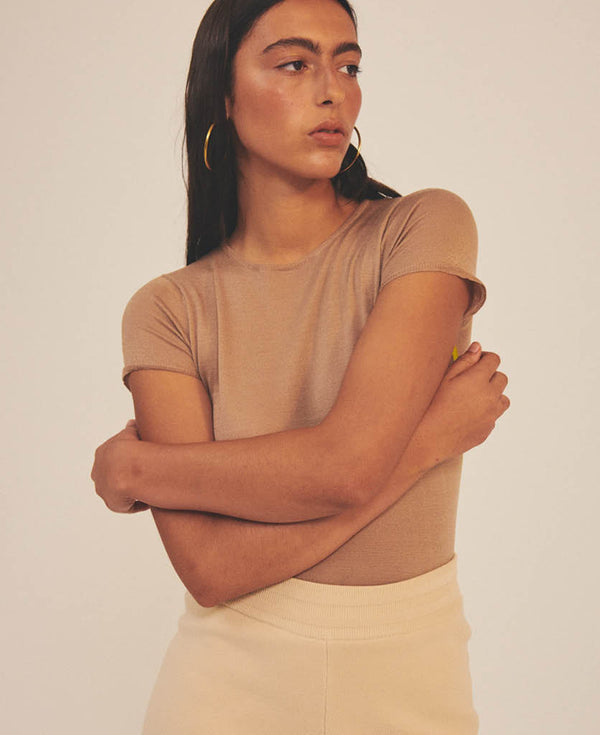 Nagnata SHEER ESSENTIALS BABY TEE NATURAL