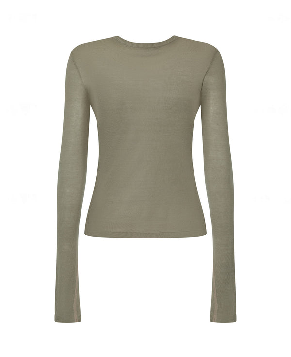 Nagnata SHEER ESSENTIALS LONG SLEEVE TOP TAUPE