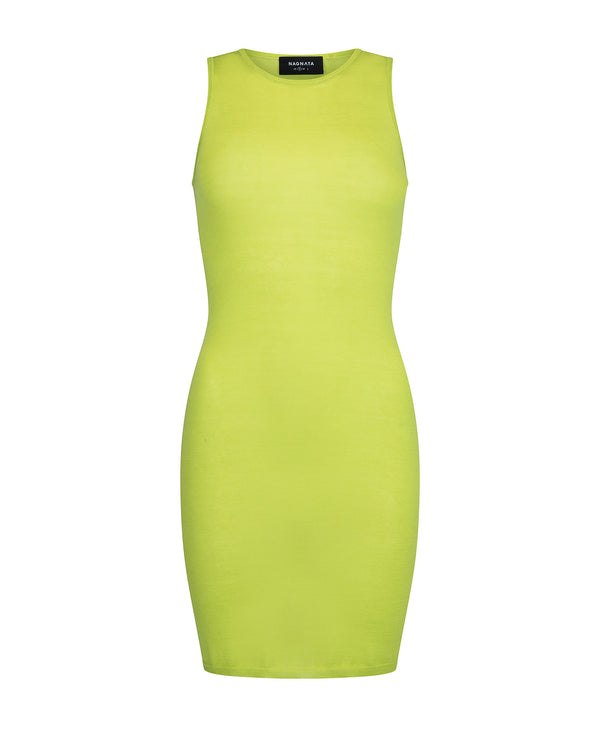 nagnata SHEER ESSENTIALS SLIP DRESS LIME