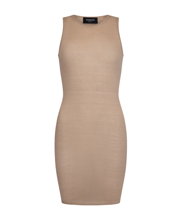 nagnata SHEER ESSENTIALS SLIP DRESS NATURAL
