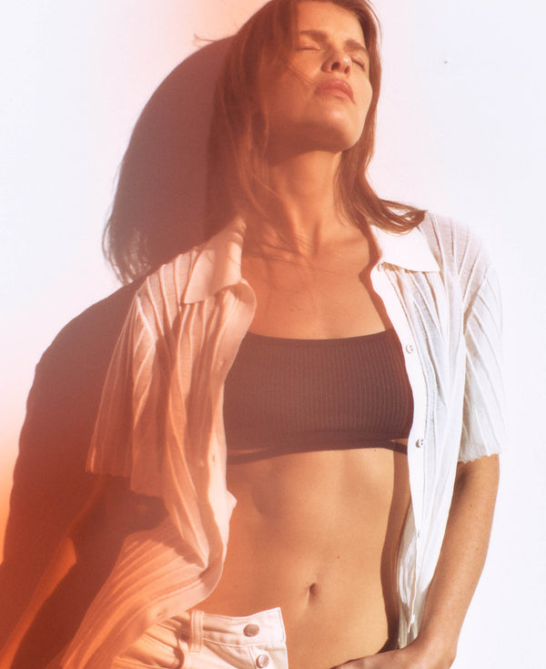 Nagnata SHEER PINTUCK SHIRT BONE WHITE