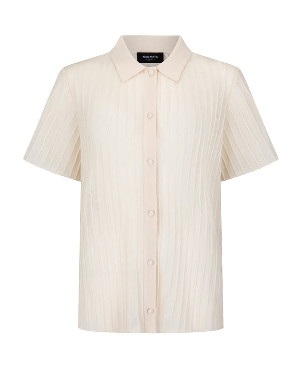 nagnata SHEER PINTUCK SHIRT BONE WHITE