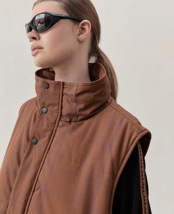 Nagnata WOOL CHECK VEST BRONZE | LAPIS