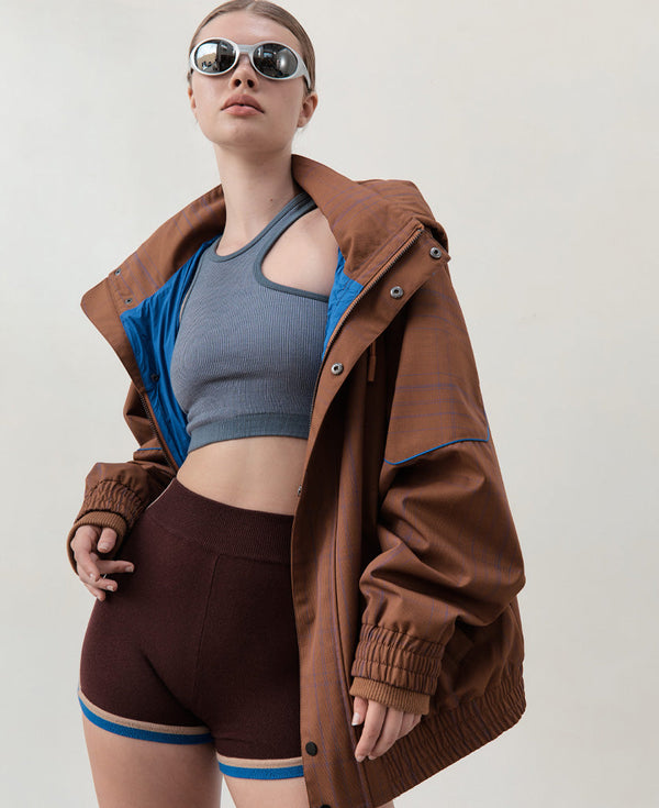 Nagnata WOOL CHECK WINDBREAKER BRONZE | LAPIS