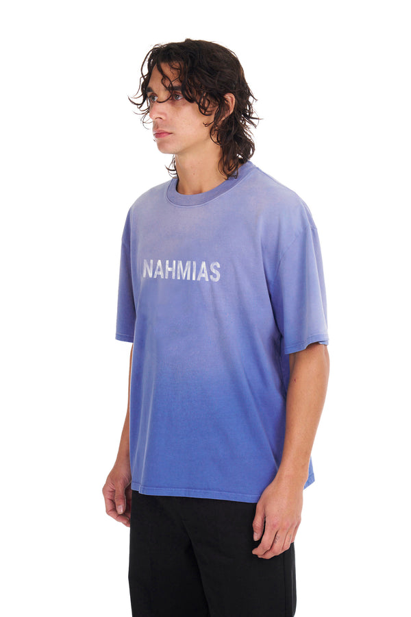 Nahmias Aged Logo Boxy T-shirt In Aged Blue AGED BLUE