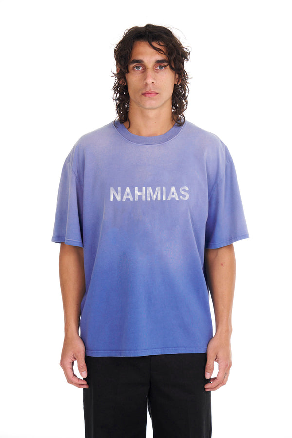 nahmias Aged Logo Boxy T-shirt in Aged Blue AGED BLUE