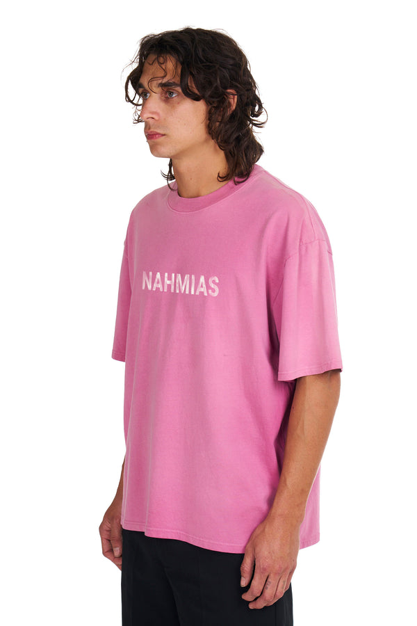 Nahmias Aged Logo Boxy T-shirt In Aged Pink AGED PINK