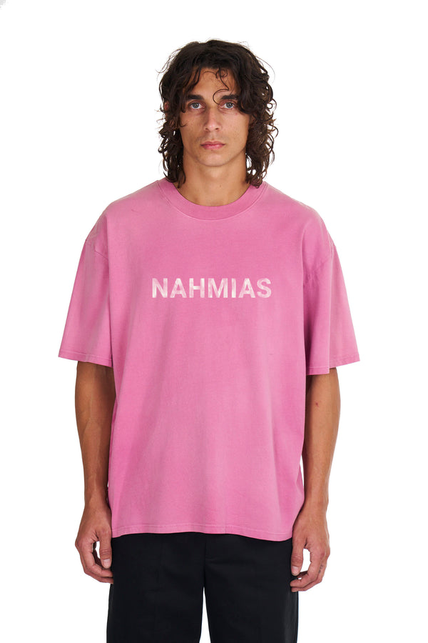 nahmias Aged Logo Boxy T-shirt in Aged Pink AGED PINK