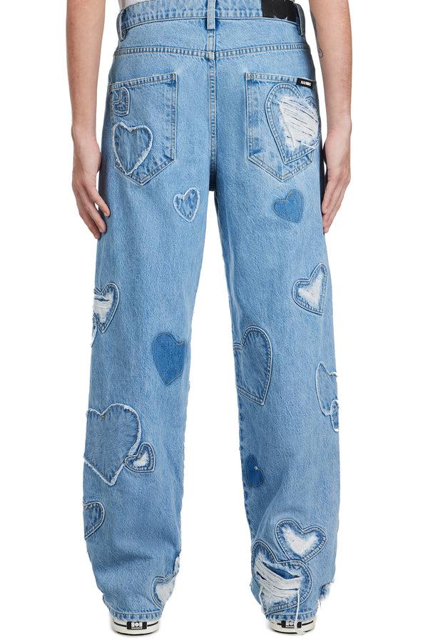 Nahmias Denim Heart Patchwork Jeans In Light Wash LIGHT WASH