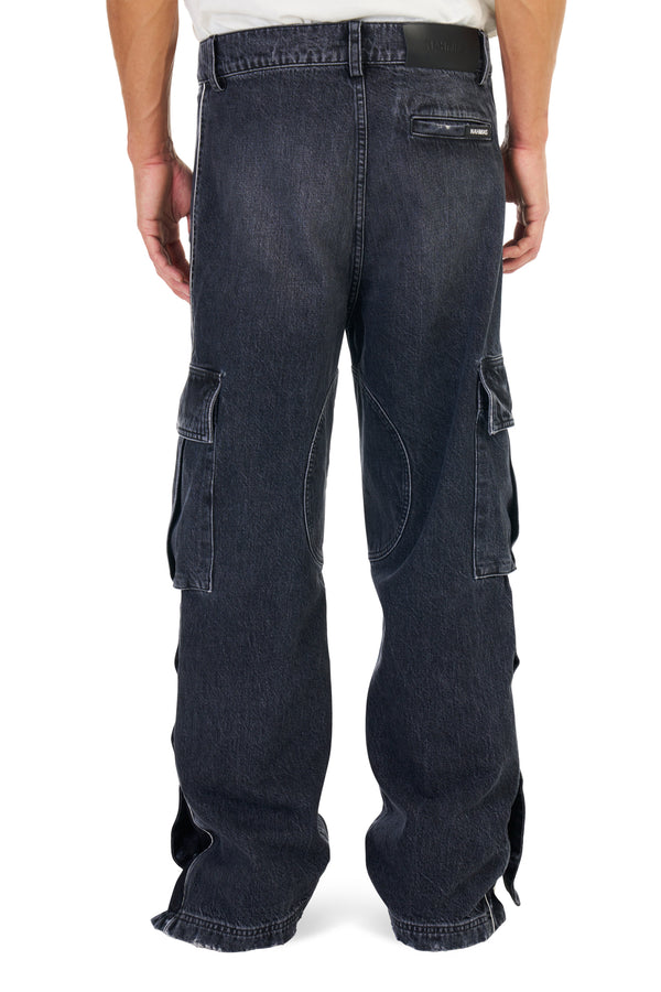Nahmias Denim Track Logo Cargos In Black Wash BLACK WASH