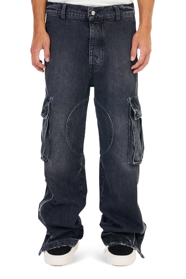 nahmias Denim Track Logo Cargos in Black Wash BLACK WASH