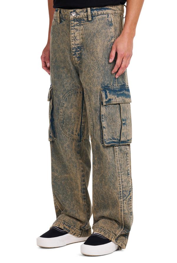 Nahmias Denim Track Logo Cargos In Light Brown Wash BROWN WASH