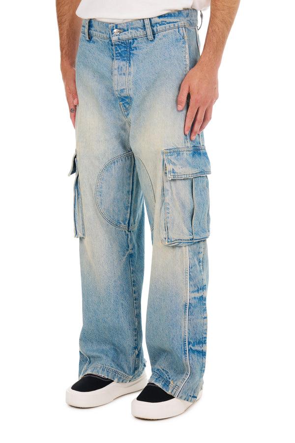 Nahmias Denim Track Logo Cargos In Light Wash LIGHT WASH