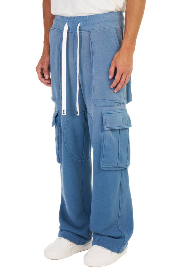 Nahmias Logo Cargo Sweatpants In Worn Blue WORN BLUE