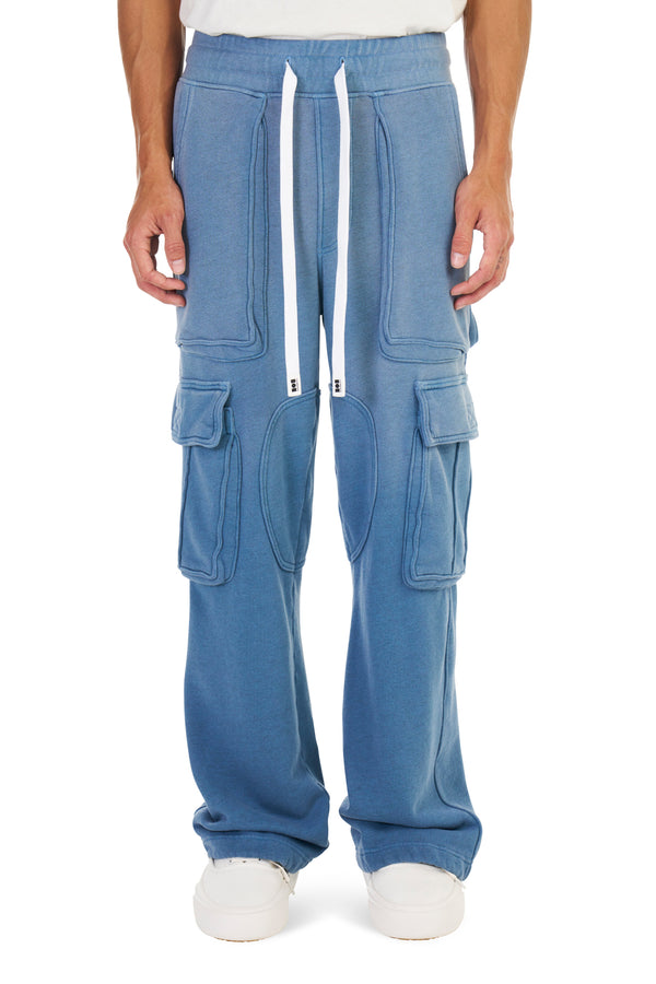 nahmias Logo Cargo Sweatpants in Worn Blue WORN BLUE