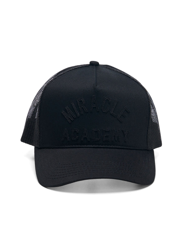 nahmias Miracle Academy Trucker Hat in Black on Black BLACK/BLACK