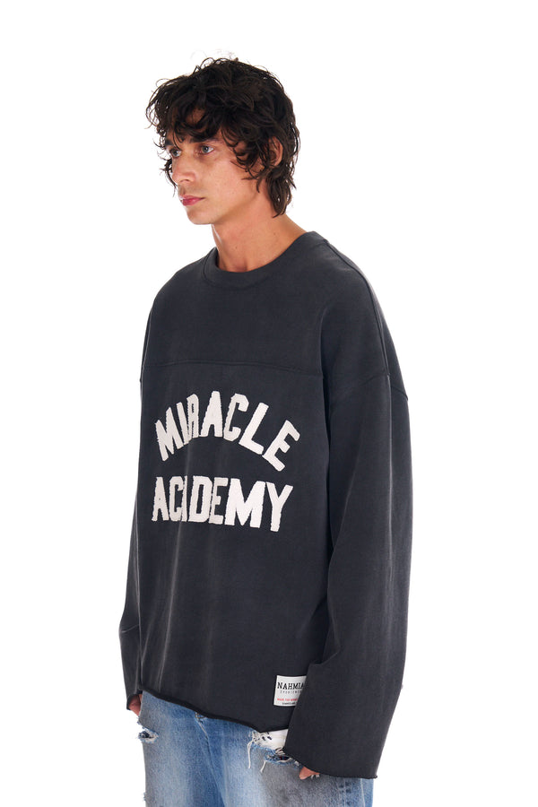 Nahmias Miracle Academy Varsity L/S T-shirt In Black Sunfade BLACK SUNFADE