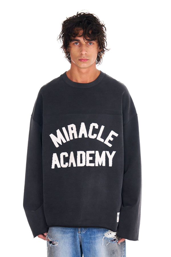 nahmias Miracle Academy Varsity L/S T-shirt in Black Sunfade BLACK SUNFADE
