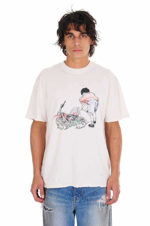 nahmias Motorcycle Garden Boxy T-shirt in White EGG WHITE