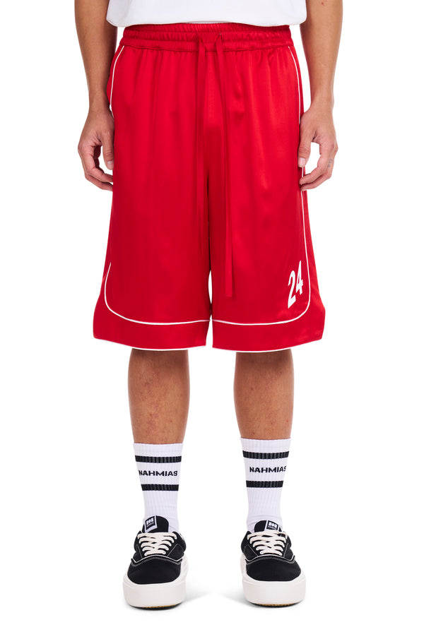 nahmias 24 Silk Basketball Shorts CHERRY
