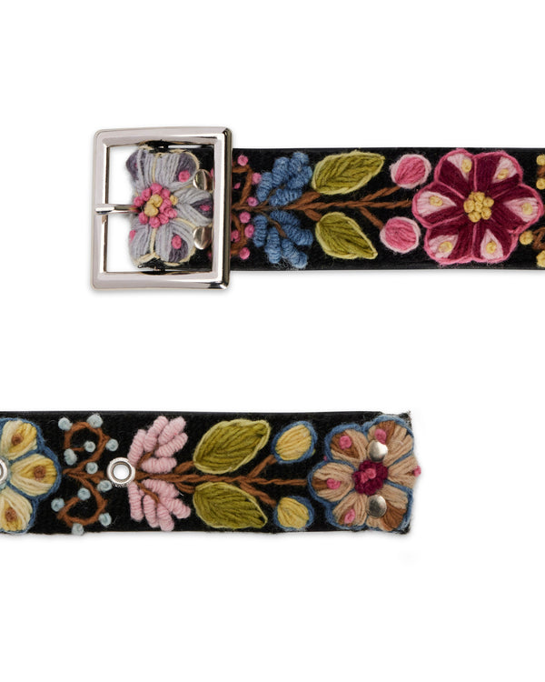 Nahmias Crochet Floral Belt In Black Black