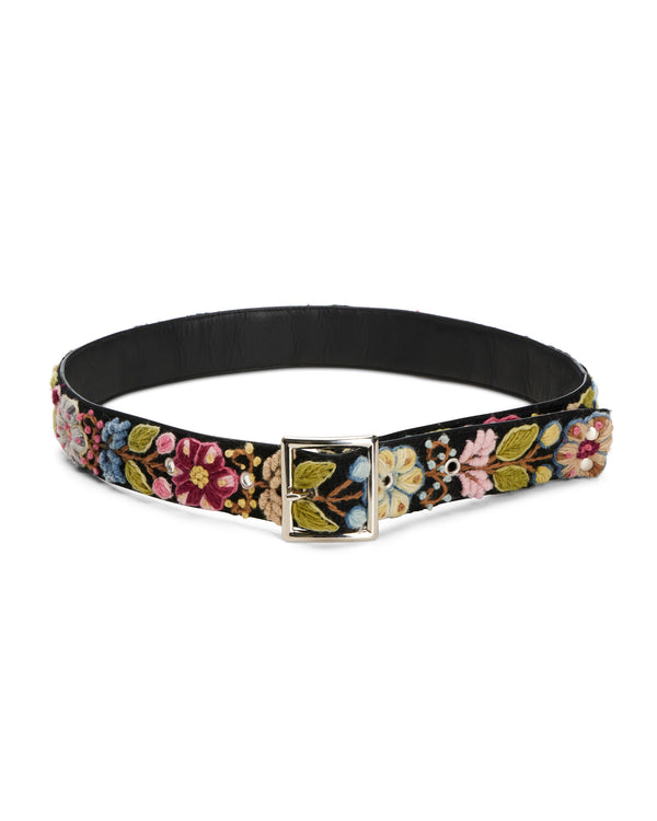 Nahmias Crochet Floral Belt In Black Black