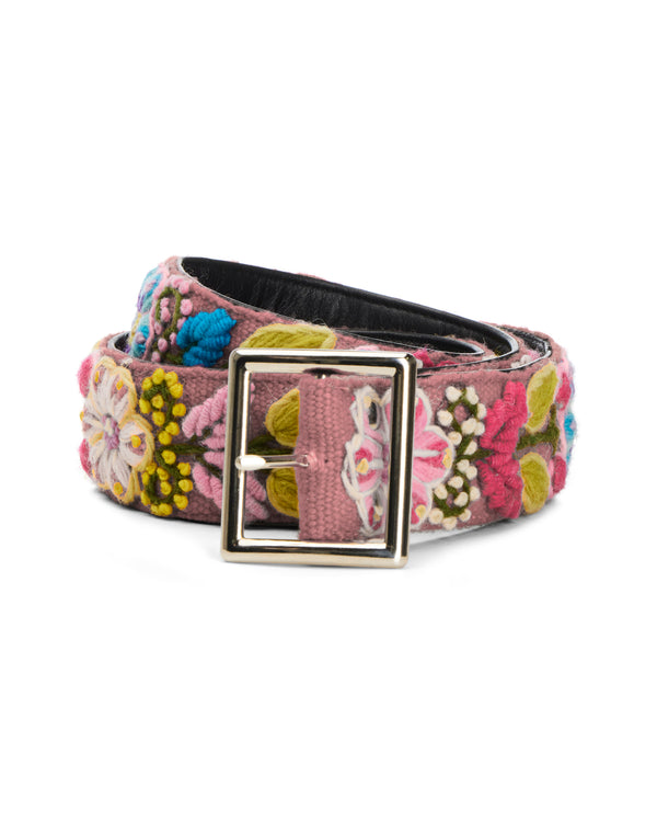 nahmias Crochet Floral Belt in Pink PINK