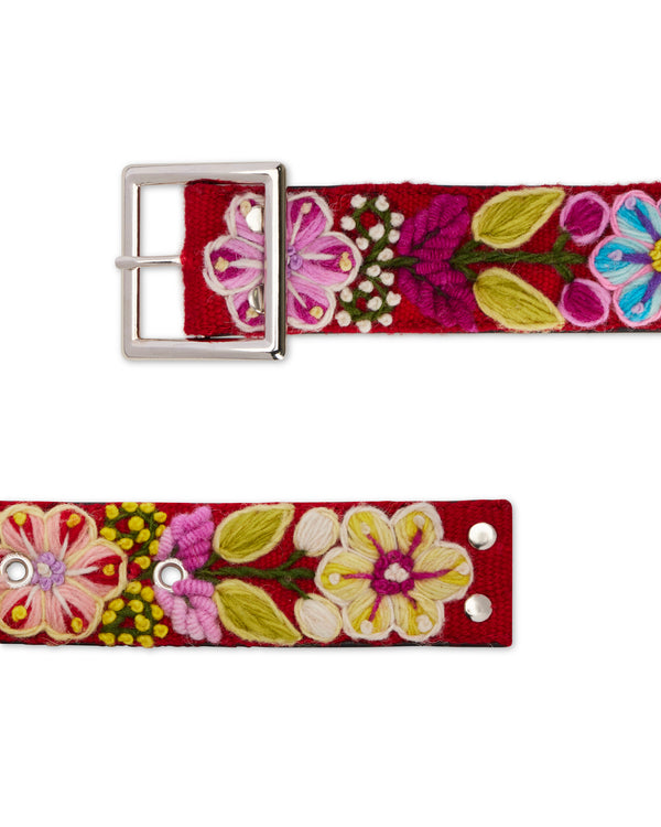 Nahmias Crochet Floral Belt In Red Red
