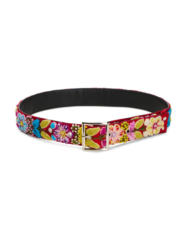 Nahmias Crochet Floral Belt In Red Red