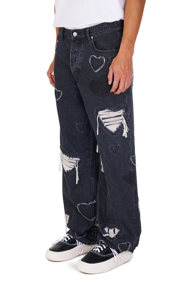 Nahmias Denim Heart Patchwork Jeans BLACK WASH