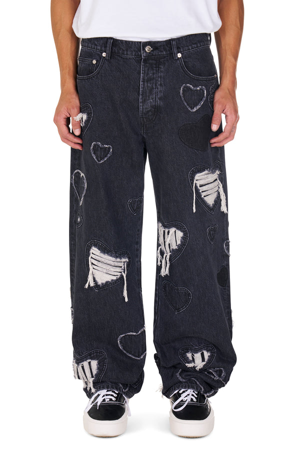 nahmias Denim Heart Patchwork Jeans BLACK WASH