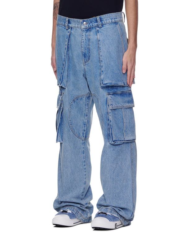 Nahmias Denim Logo Cargos In Light Wash LIGHT WASH