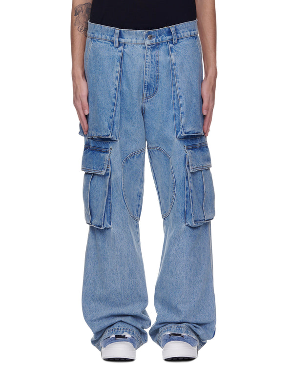 nahmias Denim Logo Cargos in Light Wash LIGHT WASH