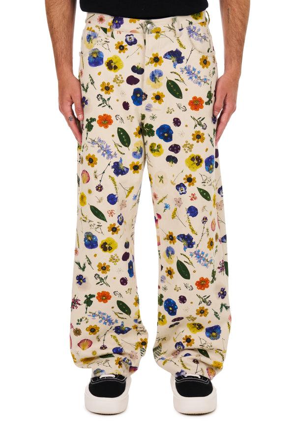 nahmias Floral Beaded Baggy Jeans