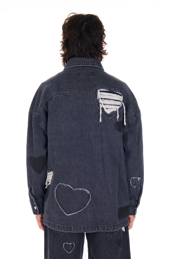 Nahmias Heart Patchwork L/S Shirt BLACK WASH