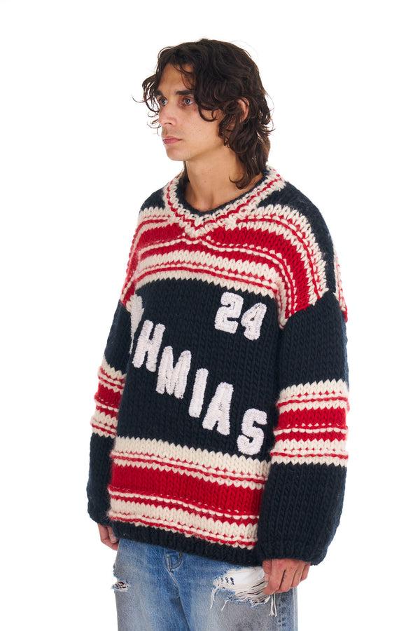 Nahmias Knit Hockey Jersey In Black Black