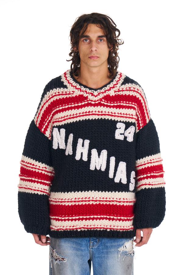 nahmias Knit Hockey Jersey in Black Black