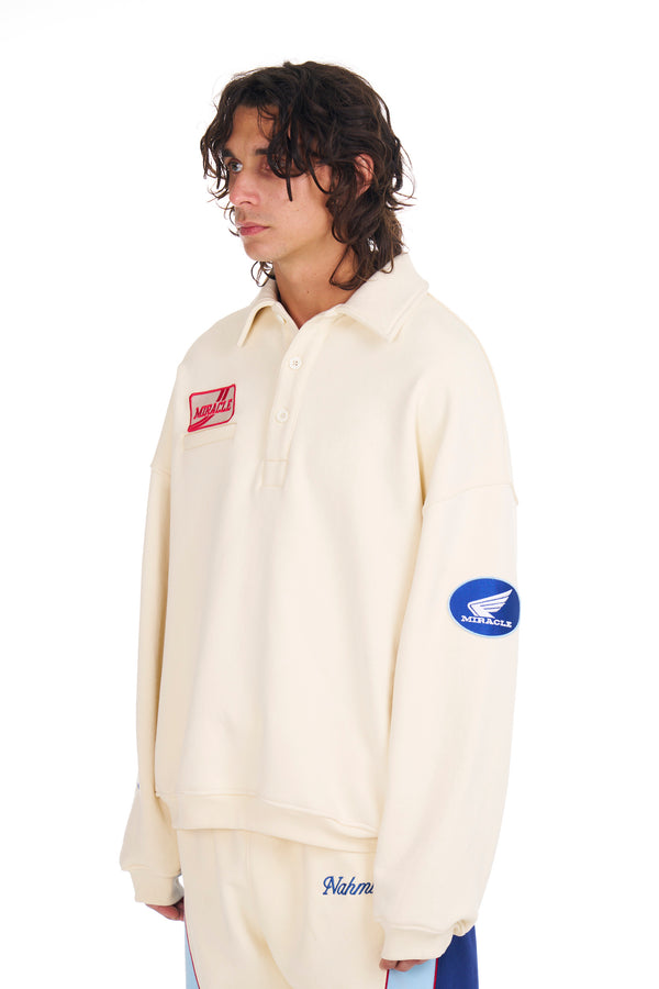 Nahmias L/S Polo Henley Shirt EGG WHITE