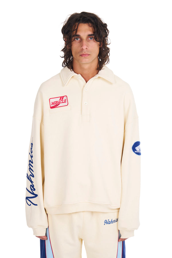 nahmias L/S Polo Henley Shirt EGG WHITE