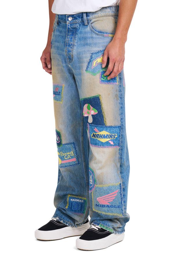Nahmias Moto Patch Jeans LIGHT WASH